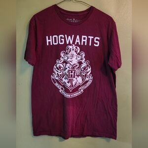 Harry Potter Hogwarts Crest‎ Burgundy T-Shirt Tee Large